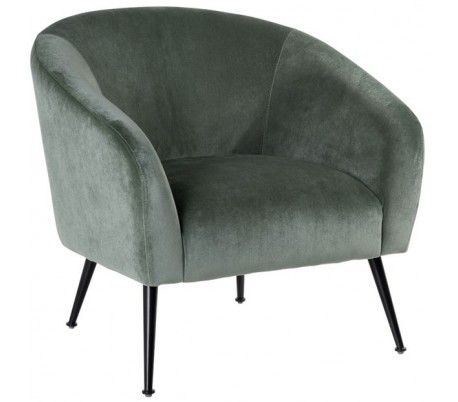 Inova lænestol i velour og metal H74 cm - Sort/Jadegrøn