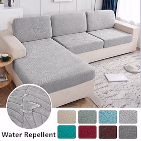 stretch vandafvisende sofa sæde pudebetræk jacquard betræk elastisk sofa lænestol loveseat 4 eller 3 personers grå almindelig solid blød holdbar vaskbar