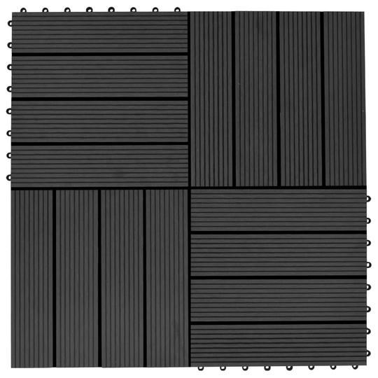 vidaXL terrassefliser 11 stk. WPC 30 x 30 cm 1 m2 sort