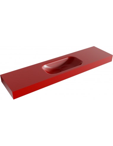 BIG SMALL væghængt håndvask 180 x 46 cm Solid surface - Rød
