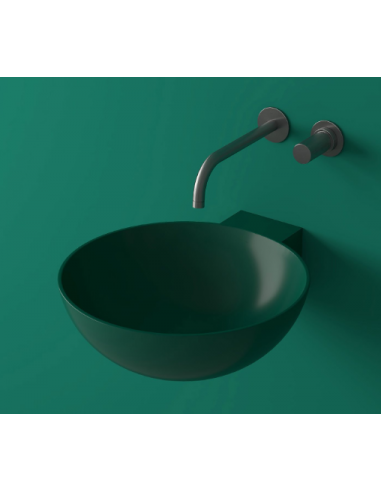 LR4M-M vægmonteret håndvask Ø39 cm solid surface - Stærk grøn