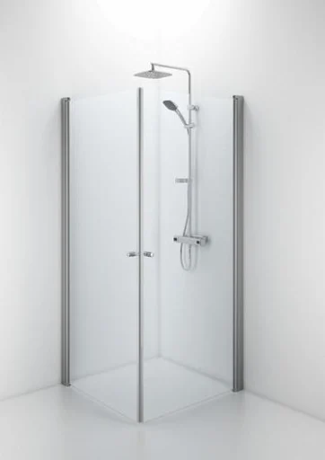 Ifö Space lige dør 70 cm, klart glas/alu profil, m/knopgreb