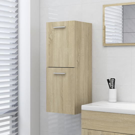 vidaXL badeværelsesskab 30x30x80 cm konstrueret træ sonoma-eg