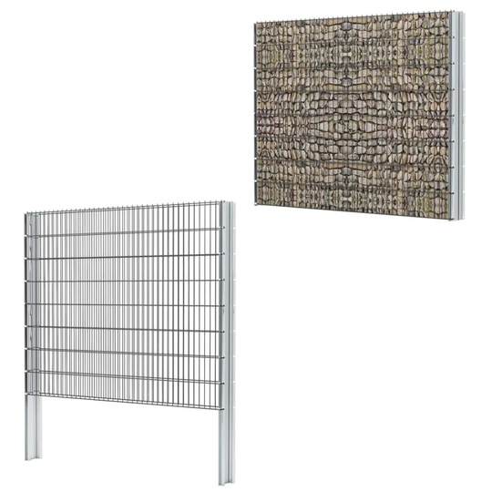 vidaXL 2D gabionhegn galvaniseret stål 2,008x1,63 m 10 m grå