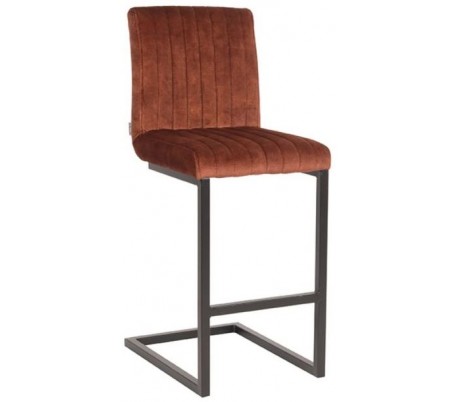 Milo barstol i velour og metal H100 cm - Sort/Rust