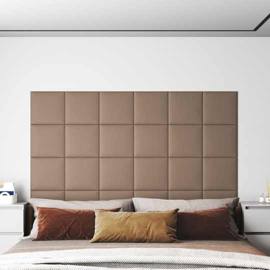 vidaXL vægpaneler 12 stk. 30x30 cm 1,08 m² kunstlæder cappuccinofarvet