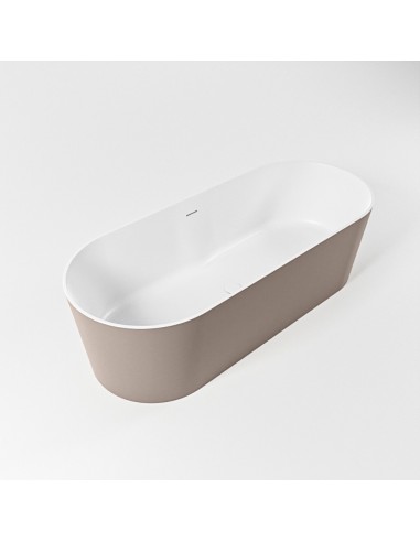 NOBLE fritstående badekar 180 x 75 cm Solid surface - Talkum/Røg