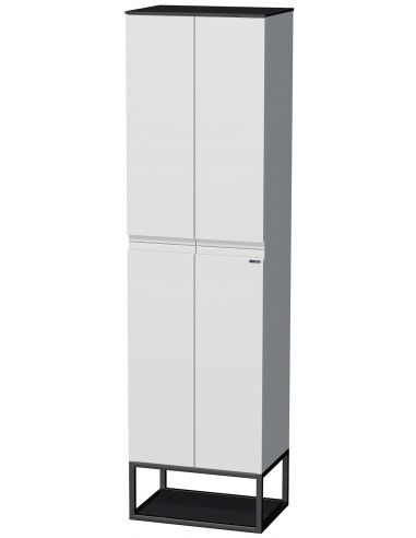 TARA Højskab til badeværelse H183 cm MDF - Sort/Mat hvid
