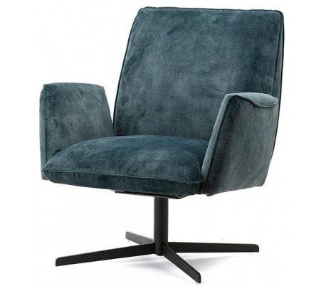 Lænestol i velour og metal H88 x B75 x D80 cm - Blå