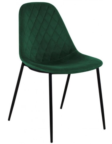 Tara spisebordsstol i metal og velour H84 cm - Sort/Mørkegrøn