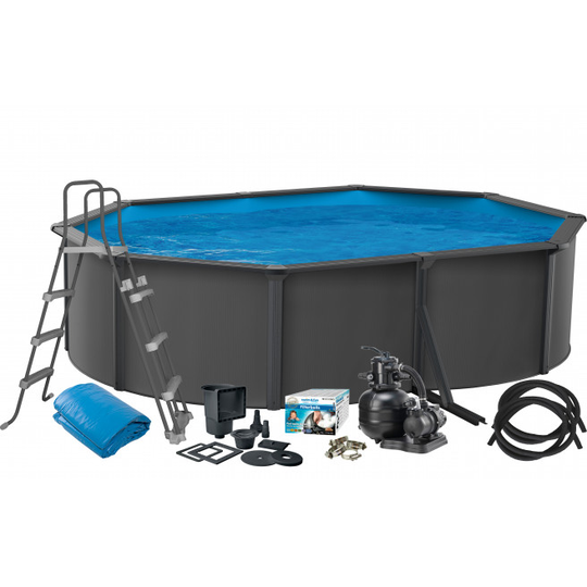 Swim & Fun Pool Basic 490 x 360 x 120 cm - antracitgrå - 2934