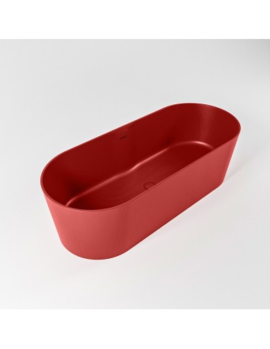 NOBLE fritstående badekar 180 x 75 cm Solid surface - Rød