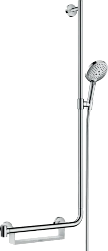 Hansgrohe Select Care Raindance brusesystem med hylde til venstre, krom