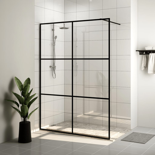 vidaXL brusevæg 140x195 cm med klart sikkerhedsglas sort