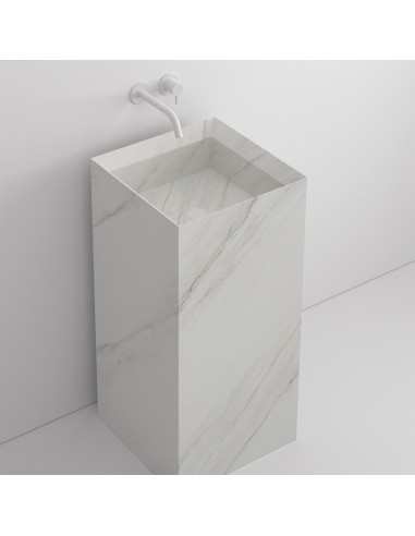 Monolito gulvmonteret håndvask H89 x Ø42,5 cm Porcelæn - Marmoriseret hvid