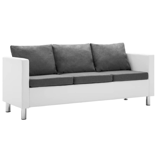 vidaXL 3-personers sofa kunstlæder hvid og lysegrå