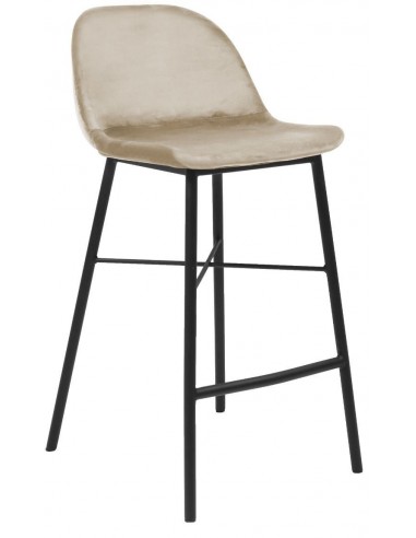 Jeff barstol i velour H93 cm - Sort/Champagne