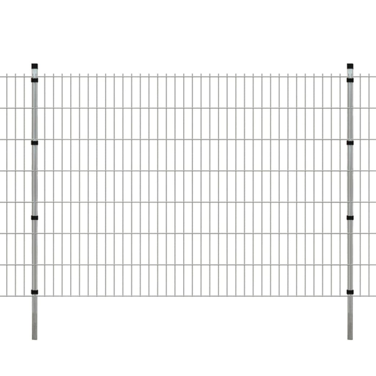 vidaXL 2D paneler og pæle til havehegn, 2.008x1.430 mm, 48 m, sølvgrå
