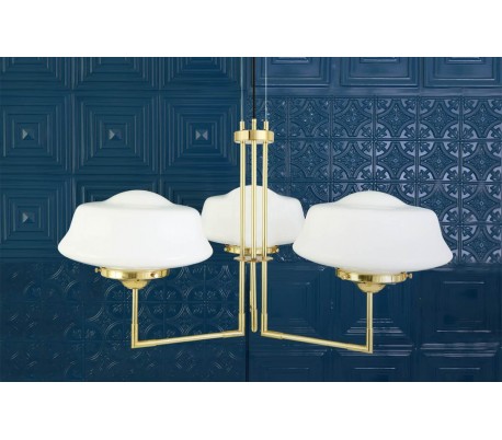 Nairobi lysekrone Ø95 cm 3 x E27 - Poleret messing/Hvid