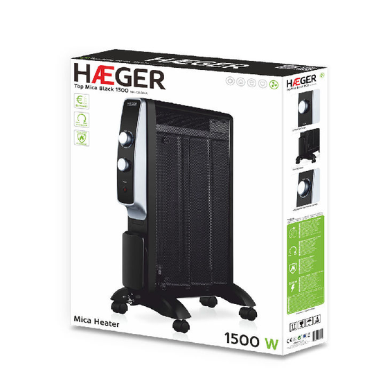 Varmeapparat Haeger Top Mica Black 1500 W