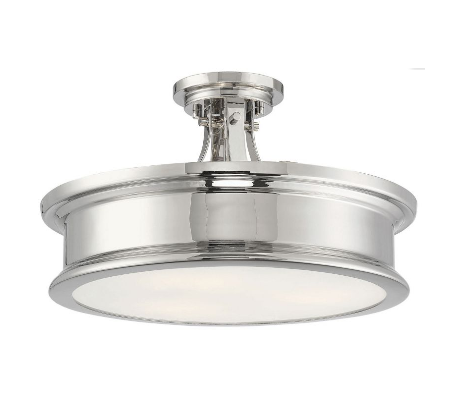 Watkins 3 Semi-Flush Plafond Ø41 cm - Poleret nikkel/Opalhvid