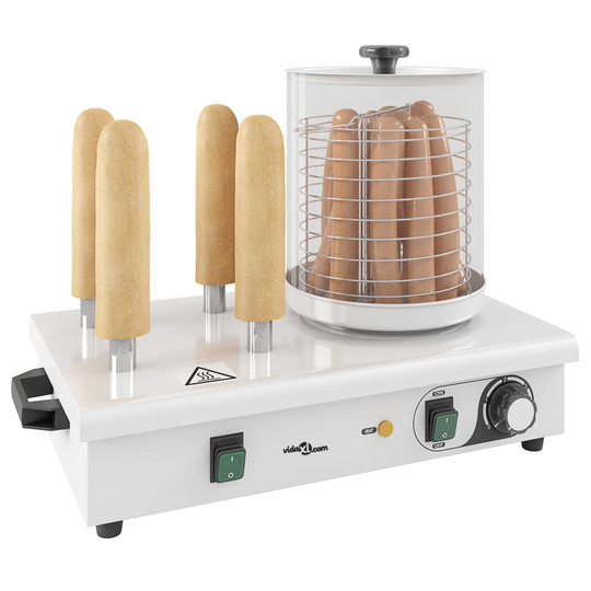vidaXL hotdogvarmer med 4 spyd rustfrit stål 550 W