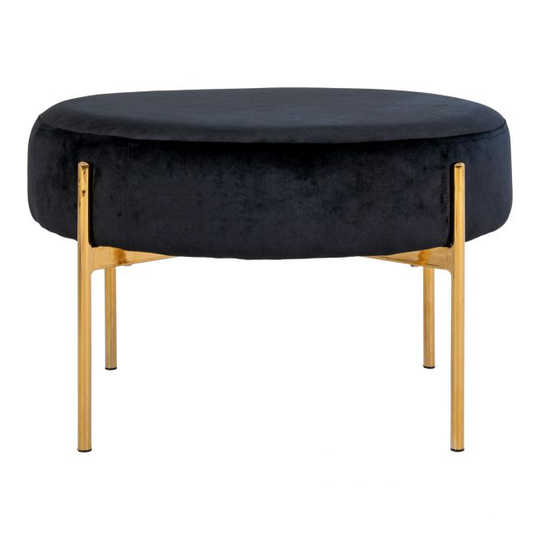 Puf i sort velour med messing ben HN1207 - 1501408