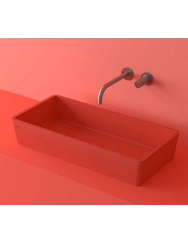 LC5L bordmonteret håndvask 64,6 x 30,6 cm solid surface - Rødorange
