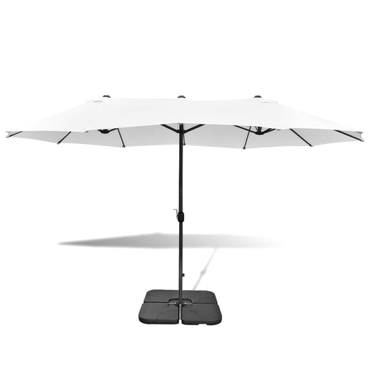 vidaXL parasol med transportabel fod 2,7 x 4,6 m aluminium sandfarvet