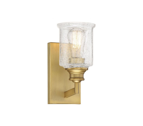 Hampton 1 Badeværelseslampe H25 cm - Varm messing/Krakeleret klar