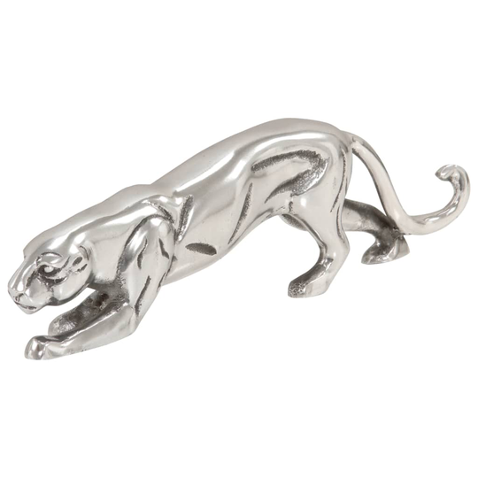 vidaXL panterskulptur massiv aluminium 40 x 5 x 11 cm sølvfarvet
