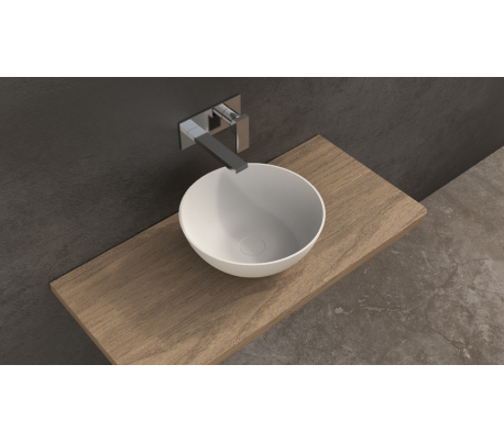 Ideavit Solidthin bordmonteret håndvask Ø39 cm Solid surface - Mat hvid