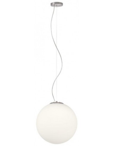 OLA Loftlampe i metal og glas Ø40 cm 2 x E27 - Satineret nikkel/Opalhvid