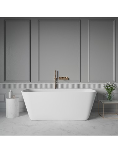 MILANO fritstående badekar 169 x 74 cm solid surface - Satineret mat hvid