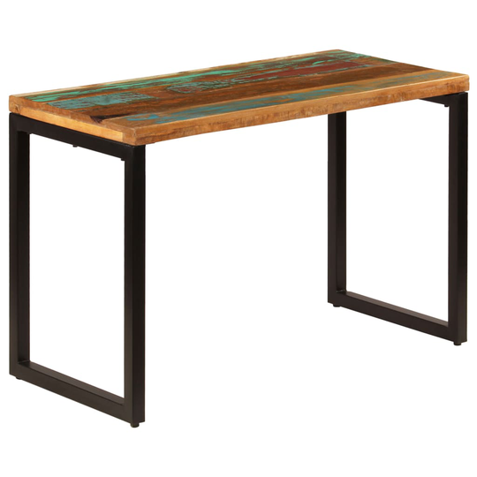 vidaXL spisebord 115x55x76 cm massivt genbrugstræ og stål