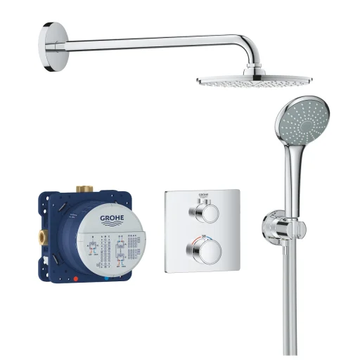 Grohe Grohtherm Rainshower Cosmopolitan 210 brusesystem t/indbygning, firkantet, krom