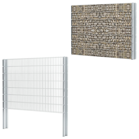 vidaXL 2D gabionhegn galvaniseret stål 2,008x1,43 m 18 m sølvfarvet