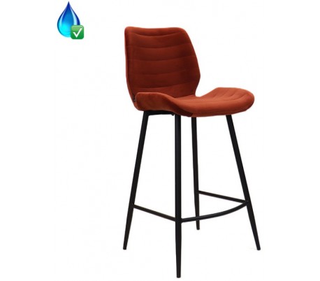 Toby Barstol i velour H104 cm - Sort/Kobber
