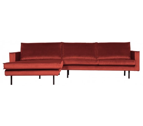 Rodeo Sofa med venstrevendt chaiselong i velour 300 x 155 cm - Kastanje
