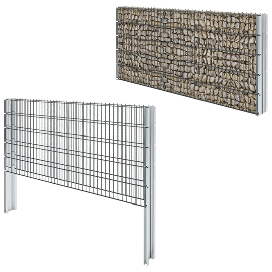 vidaXL 2D gabionhegn galvaniseret stål 2,008x1,03 m 4 m grå