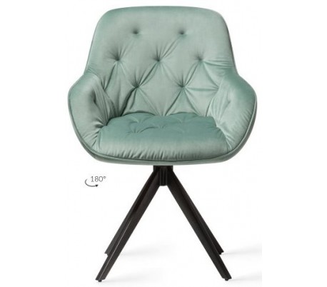 2 x Tara Rotérbare Spisebordsstole H84 cm velour - Sort/Jadegrøn