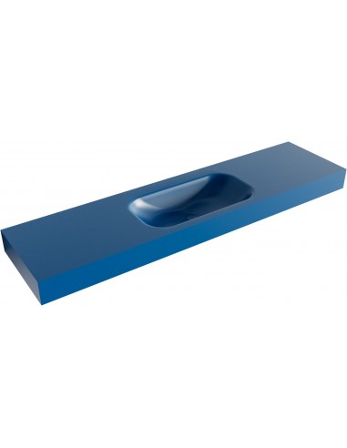 BIG SMALL væghængt håndvask 180 x 46 cm Solid surface - Jeansblå