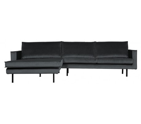 Rodeo Sofa med venstrevendt chaiselong i velour 300 x 155 cm - Mørkegrå