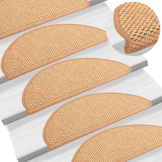 vidaXL selvklæbende trappemåtter 15 stk. 65x25 cm sisal-look orange