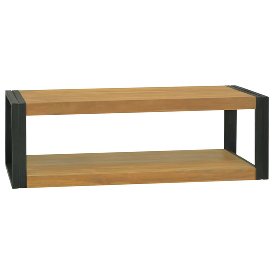 vidaXL væghængt badeværelsesskab 110x45x35 cm massivt teaktræ