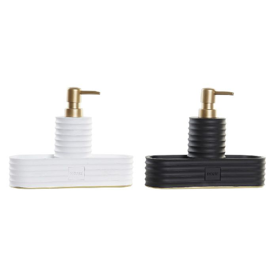 Sæbedispenser DKD Home Decor Sort Hvid Køkken Harpiks PP (23 x 7 x 18,5 cm) (2 enheder)