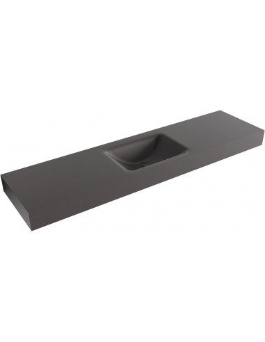 CLOUD væghængt håndvask 180 x 46 cm Solid surface - Mørkegrå