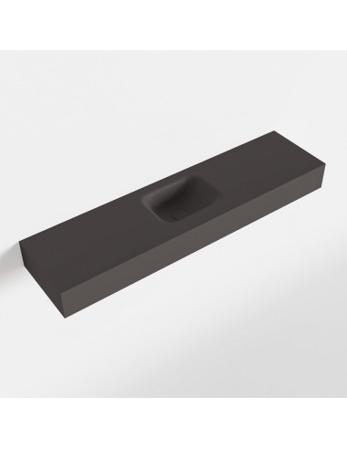 LEX væghængt håndvask 120 x 30 cm Solid surface - Mørkegrå