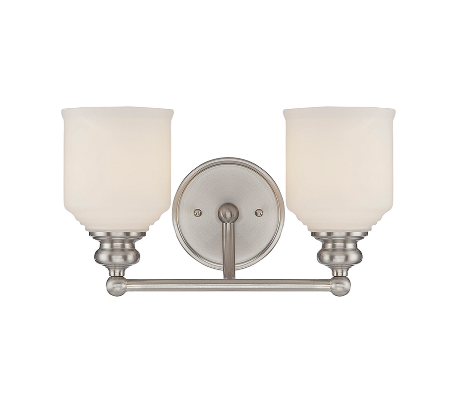 Melrose 2 Badeværelseslampe B37 cm - Satineret nikkel/Opalhvid