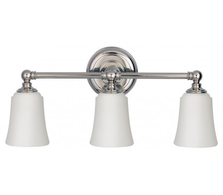 Huguenot Lake Badeværelseslampe i stål og glas B53,3 cm 3 x G9 LED - Poleret krom/Hvid
